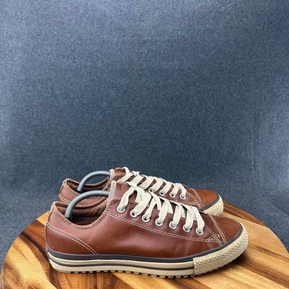 Converse All Star Shoes Brown Leather Low Top 126814C Pinecone Men's Sz 10